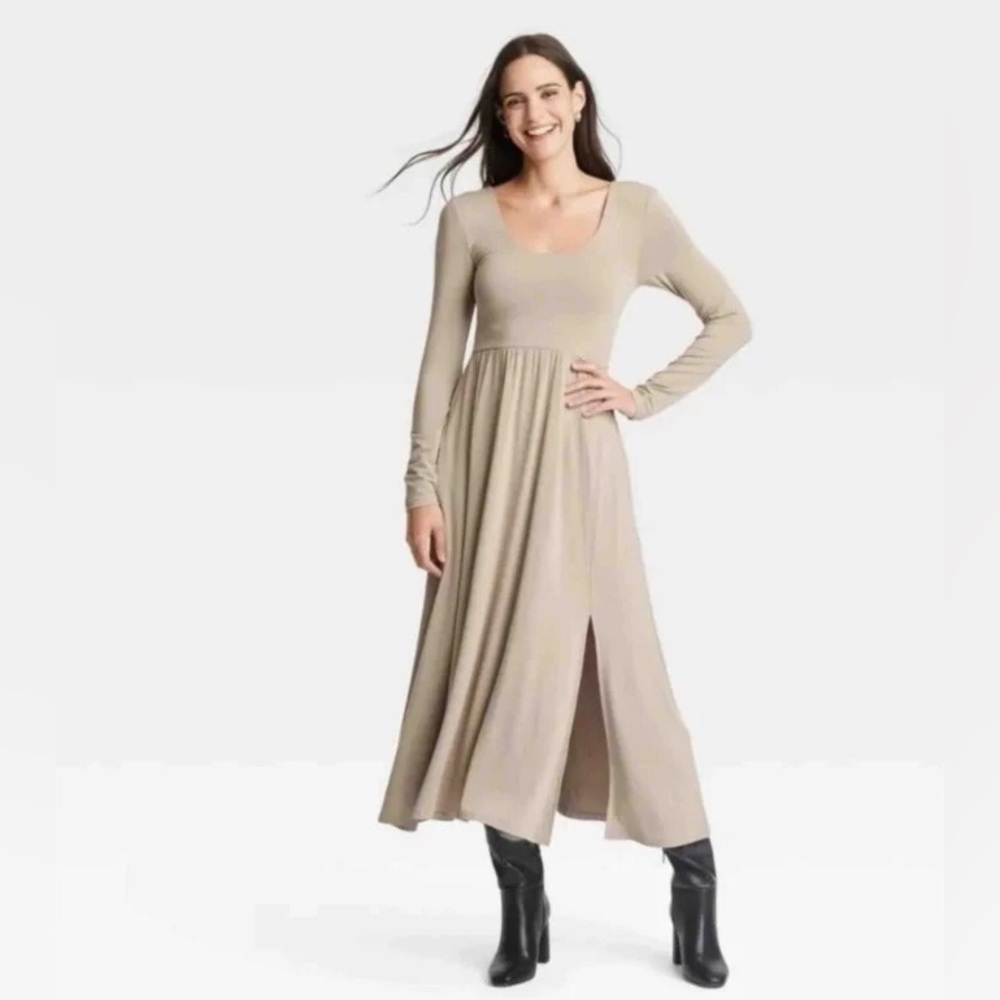 a new day Beige Midi Dress